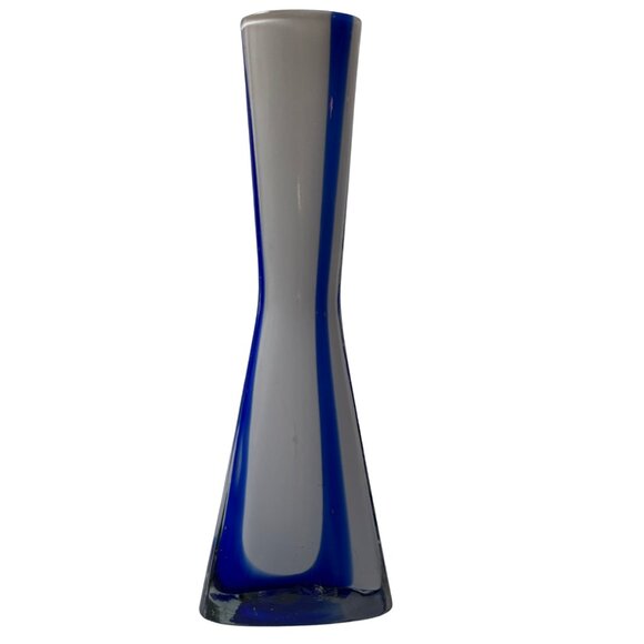 Venetian Type Glass Other - Blue/White 7.5" - Venetian Type Glass Vase – Made in Japan, Vintage Art Glass